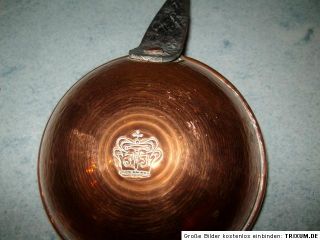 Tolle alte Suppenkelle Kupfer mit Eisengriff Kupferkelle gemarkt Krone