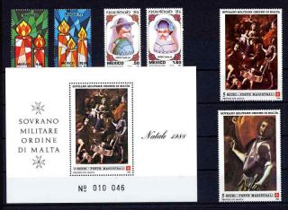 Motiv Weihnachten ** Sammlung 71 Briefmarken + 5 Blöcke Alle Welt