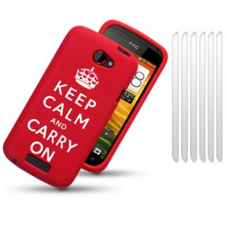 KEEP CALM AND CARRY ON CASE / COVER FOR HTC ONE S + 6 LCD GUARDS