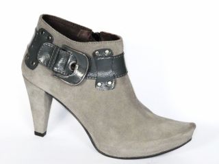 Karolins Schuhe, italienische Damen Plateau graue Stief