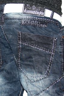 KOSMO LUPO Designer Jeans Herren Hose Cargo Style Schwarz/Dunkelblau