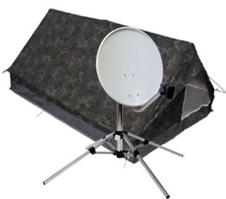 Camping Koffer Antennen SET Sat Antenne mit Kamping Stativ Single LNB