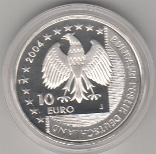 M137= BRD, 10 Euro Silber Ge denkmünze 2004 PP, siehe Vorder