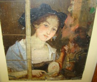 anonym Junge Frau mit Schinken, Öl/Blech, 186/13023