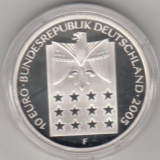 M144= BRD, 10 Euro Silber Ge denkmünze 2005 PP, siehe Vorder