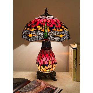 Tischlampe Lampe Tiffany Stil  Small Red Dragonfly 