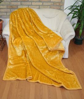 Kuscheldecke Tagesdecke Wohndecke Bettdecke Decke Gelb Bett 160 x 210