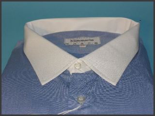 Herren Business Hemd Businesshemd blau weiß Baumwolle Handarbeit
