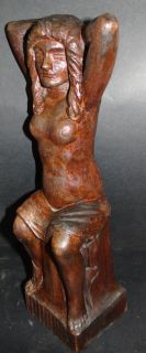 Meseke, Holzskulptur, sitzende Nackte, H 36 cm 194/18017