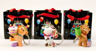 24 x Schlüsselanhänger HAPPY BIRTHDAY Kuh Schwein Bär Geschenktüte