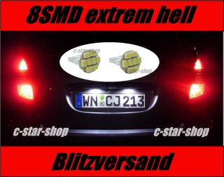 2x T10 8SMD LED Kennzeichenbeleuchtung Peugeot 206 VW Golf 3 III Polo