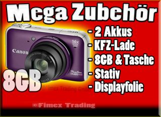 Canon Powershot SX220 LILA Digitalkamera + Mega ZUBEHÖR 8 ###