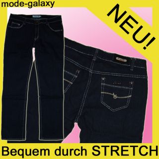 Damen StreTchJeans darKBLue geraDe Stretch JeanS HoSe Gr 50 W40 NEU J
