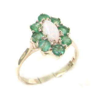 Damen Ring 925 Sterling Silber mit Opal Smaragd   Größe 50 (15.9