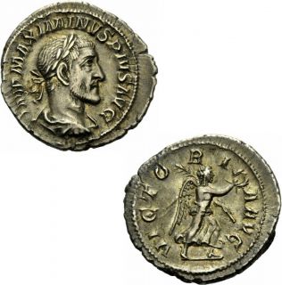 Maximinus Thrax Denar Rom 235/236 Victoria Avg Kranz Palmzweig
