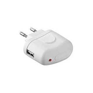 Reiselader Mini mit USB Buchse weiss 100 240 Volt / 1000 mA für Handy