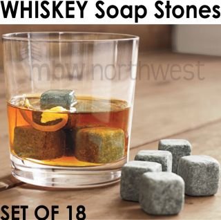 WHISKEY STONES / ROCKS COOLS w/o DILUTING, MADE OF NATURAL SOAPSTONE