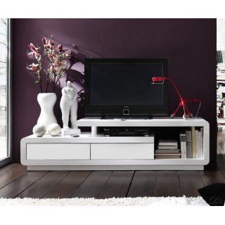Lowboard Cascara 170x45 cm Weiss Hochglanz TV Möbel mit 2