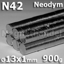 10 NEODYM Magnete selbstklebend NdFeB Ø13x1 mm   900 G