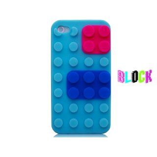 iPhone 4S / 4 Block Legostyle DIY Blue/ Blau Soft Silikon Case mit