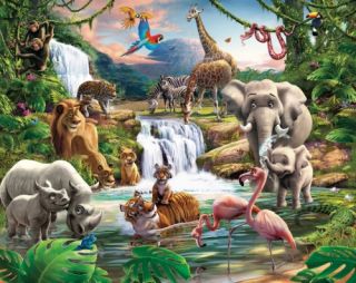 Walltastic Fototapete Dschungel Urwald Dschungelabenteuer 3D Wandbild