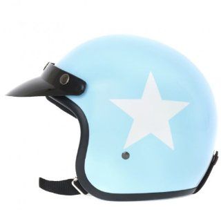 Stylischer Helm ähnlich wie retro Vespa Helm (hellblau mit weißem