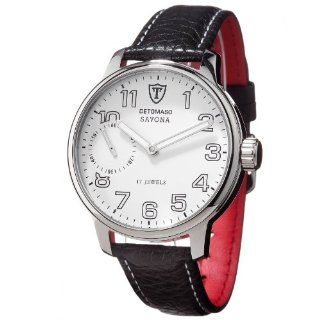Detomaso Herrenuhr XL Savona Leder schwarz/weiß Uhren