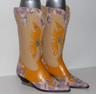 Damen Schuhe Western Stiefel Beige Weiß Gelb # 34/36/38