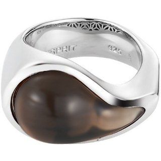Esprit Damen Ring drip drop 1 Glasperle braun Edelstahl Gr. 17 S
