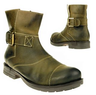 BOXX Herren Boots Schuhe Winter Stiefelette Leder Gr 45 Khaki