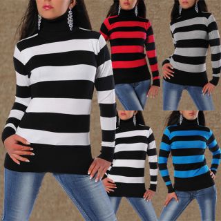 F600 Damen FeinStrick Pullover RollKragen Pulli Sweater Longshirt