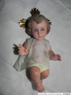 Antike Keramik Jesus Skulptur Baby Glasaugen Glass Eyes OLOT Spanien