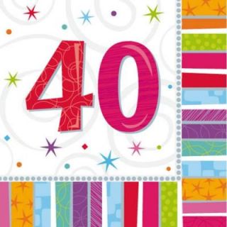 16 Servietten zum 40. Geburtstag, Party Deko Zahl 40, Mottoparty