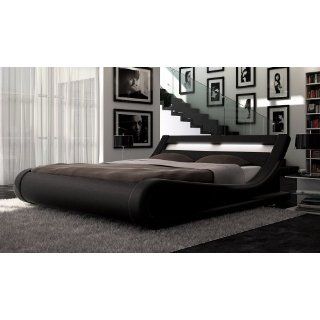 SAM® Kunstleder Innocent Bett Zeta LED in schwarz 180 x 200 cm