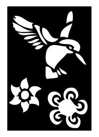 Tattoo Schablone Kolibri und Blume 263 009
