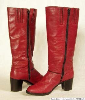 Vintage Stiefel Leder 38 Bordeaux Rot VTG Boots 70er 80er