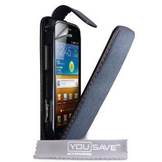 Yousave Accessories® Samsung Galaxy Ace 2 Tasche Schwarz Leder Flip