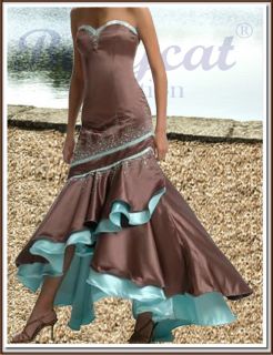 A296 Extravagantes Abendkleid Ballkleid Partykleid Braun Tuerkis EDEL