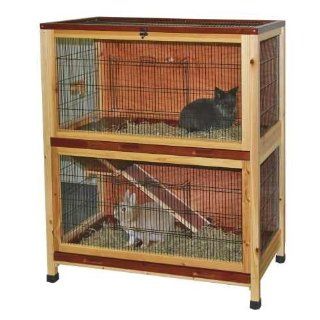 Indoor Kaninchenkäfig aus Holz 2 Etagen 100x54x118cm Nagerkäfig für