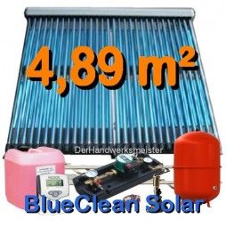 BlueClean Solar Solaranlage 30 Vakuumröhren Heatpipe Kollektor 5 m²