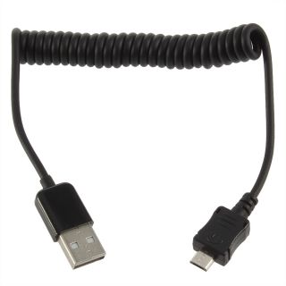 1M Spiral Coiled USB Cable Micro Spiralkabel Datenkabel für Handy