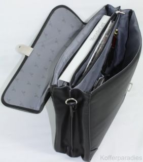 Aktentasche Lehrertasche Aktenmappe in Leder Optik schwarz robust