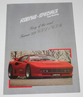 Koenig Specials Ferrari 328 GTS GTB Brochure Car Tuners