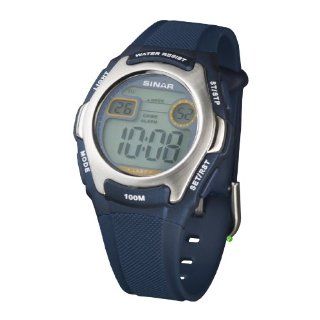 Sinar Armbanduhr   Jugenduhr digital   blau mit Alarm, Timer und