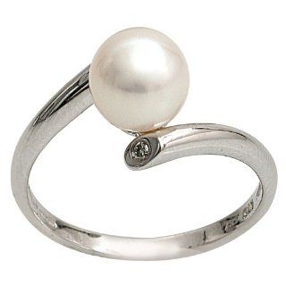 Kimura Pearls Damen Ring 9 Karat (375) Weißgold RN0044 301L 52 (16.6