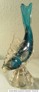 edle MURANO FISCH SKULPTUR   25cm groß blaues Glas Glaskunst Figur