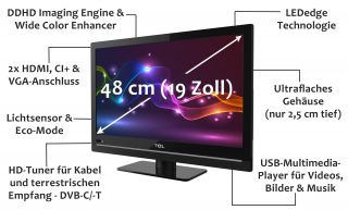 TCL L19D3300C 48 cm (19 Zoll) LED Backlight Fernseher, EEK A (HD Ready