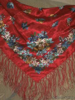 Schönes Dirndltuch Trachtentuch Seide Tuch rot mit Edelweiss und