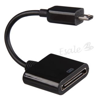 Schwarz 30pin Female Buchse zu Micro USB 5pin Male Datenkabel