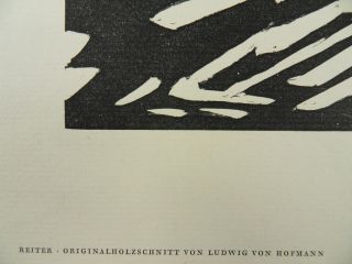 REITER PFERD HOLZSCHNITT LUDWIG VON HOFMANN um 1920 R2